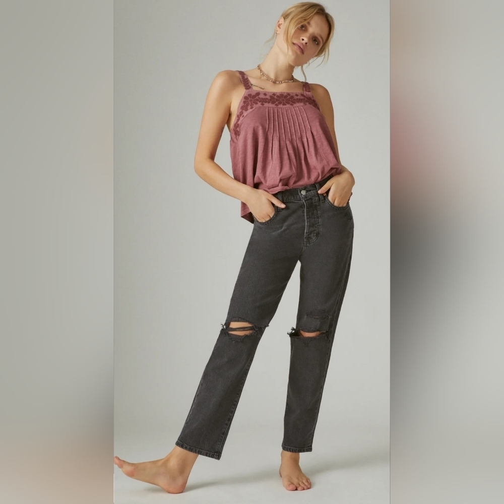 ❤️ NWT! LUCKY BRAND 90'S LOOSE HIGH RISE STRAIGHT LEG DISTRESSED JEANS, 0 (25)